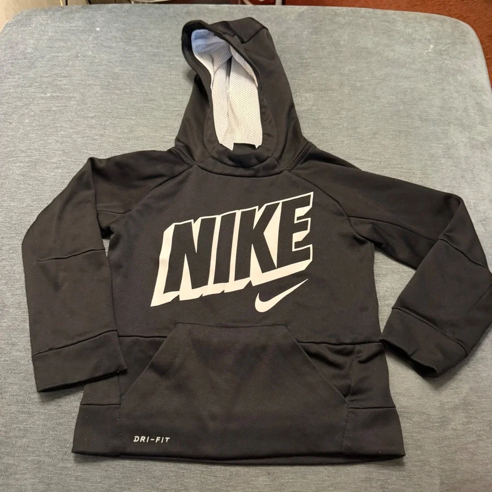 Nike Boys Dri-FIT Black Pullover‎ Hoodie Graphic Logo Size 4 XS